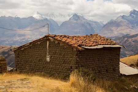 Snowy Andes Mountains with glaciers and the background skyの写真素材