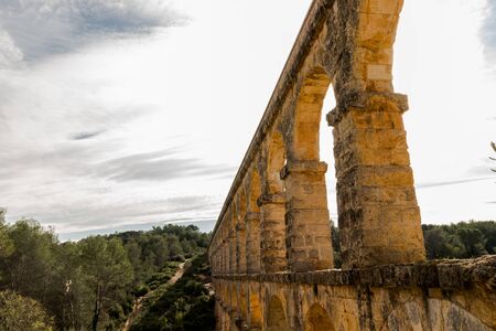 Acueduct of les Ferreres in Tarragona Spain.Also called Devil's Bridge. It's a Roman aqueduct.の写真素材