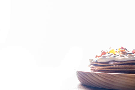 Pancakes on a luminous white background