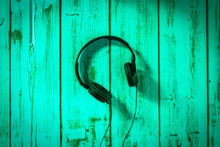 Modern music headphones. Technology conceptの写真素材