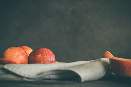 Blood oranges. Concept of dark moody food.Healthy and organic food. Organic agricultureの写真素材