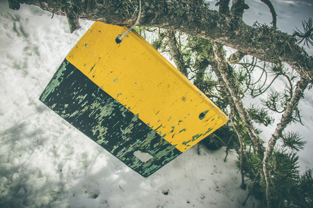 Panel for mountain indications with space for writingの写真素材