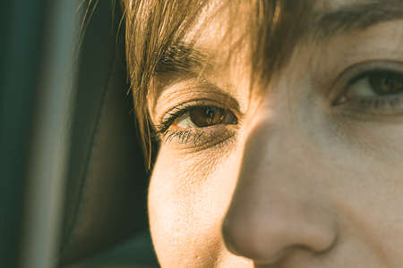 Portrait of a normal girl's eyesの写真素材