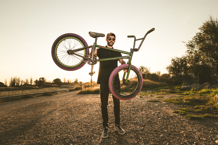 Guy riding a bmx bike. Extreme sports conceptの写真素材