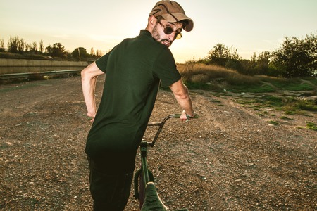 Guy riding a bmx bike. Extreme sports conceptの写真素材