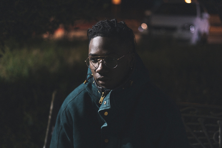Portrait of a african american man wearing a modern glasses. Close-up of a handsome black manの写真素材