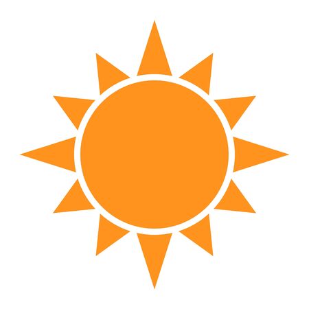 Sun icon with rays. Vector illustration of a weather forecast. Clear weather logo and symbolのイラスト素材