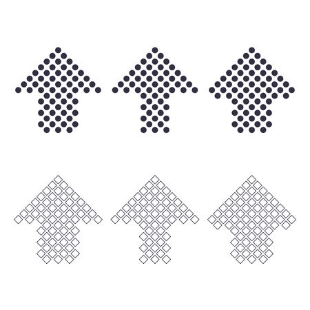 Vector arrow of a rhombus and a circle directed to the up. Arrow set outline and fill black color shape isolated on a transparent background.のイラスト素材