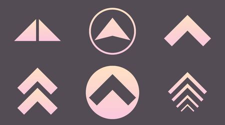 Light sunset gradient swipe up arrows set icon. Digital pointer logo sign button symbol collection....