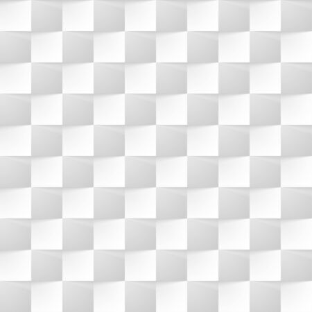 White modern background of abstract 3d cubes with shadow. Seamless pattern texture of square geometric gray wall.のイラスト素材