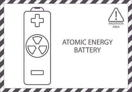 Atomic energy battery. Radiation area. Outline nuclear icon. Radioactive sign attention uranium line art illustrationのイラスト素材