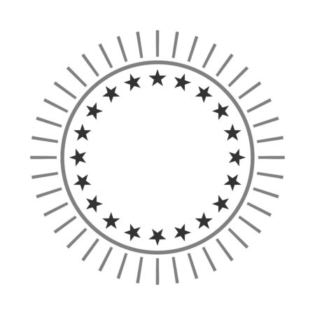 Stars shape in a circle with stripes. Signs rotated to the center of the vector illustration. Round iconのイラスト素材
