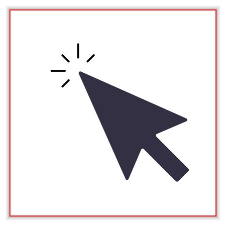 Vector icon black mouse arrow with stroke click for animation motion graphic. Flat cursor pointer sign button element design for a internet web site, mobile app のイラスト素材
