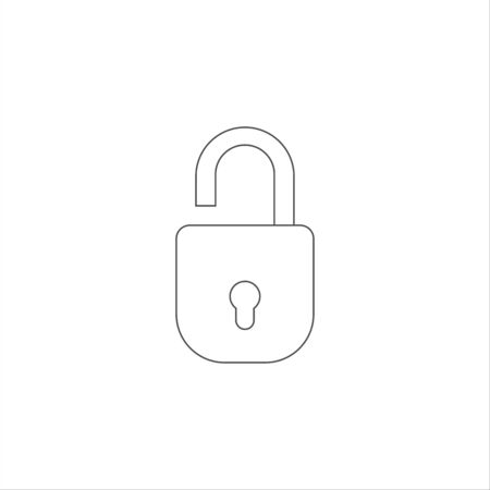 Variation  thin outline vector open lock icon. Symbol computer private and internet security. Business security illustration. Cyber identification sensor signのイラスト素材
