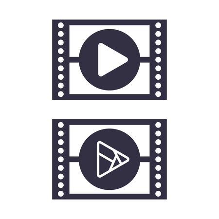 Set play button icons. Video forward click shape symbol. Push arrow start player media. EPS 10 Vector illustrationのイラスト素材