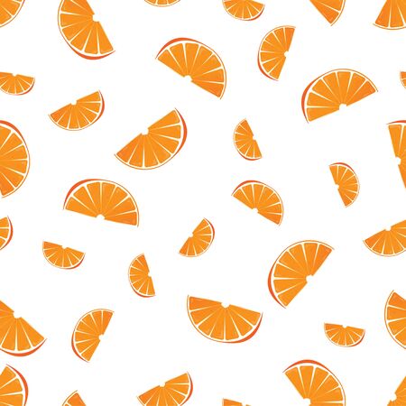 Sweet orange seamless pattern. Vector illustration of an orange on a white background. Juicy and...