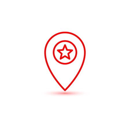 Red outline star in pinpoint icon. Favorite place, pin location, gps map markerのイラスト素材