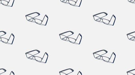 Seamless vector pattern of glasses on a white background. Trendy eyeglasses gift print for wrappers. Isometric summer concept illustration.のイラスト素材