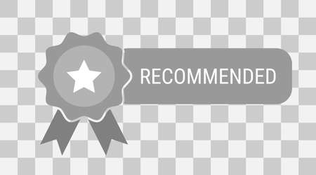Star recommended outline vector icon. Rosette result award medal sign on a transparent background. Win prize and place service symbol.のイラスト素材