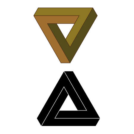 Penrose triangle icon. Impossible vector geometric shape object. Optical illusion illustration. Infinity 3D elementのイラスト素材