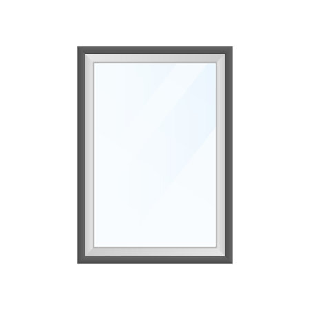 Empy blank vector 3d realistic vertical photo frame with white paper, acrylic glass and black gray bordersのイラスト素材