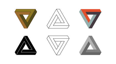 Penrose triangle icon. Impossible vector geometric shape object. Optical illusion illustration. Infinity 3D elementのイラスト素材