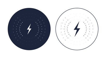 Wireless charger icon. Vector energy thunder lightning bolt sign in a circle. Power symbol isolated on a white backgroundのイラスト素材