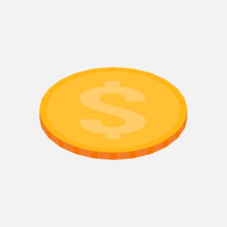 Vector isometric illustration. Dollar symbol coin. Golden gradient icon.のイラスト素材