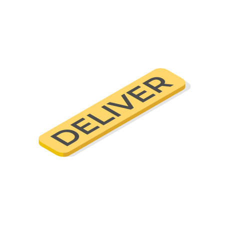Isometric vector app order button with the inscription deliver. Internet buy symbolのイラスト素材