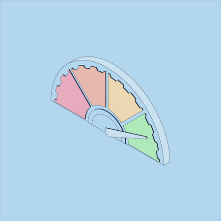 Isometric vector illustration. Business credit score. Customer satisfaction indicators levels. Accelerate rating icon illustrationのイラスト素材
