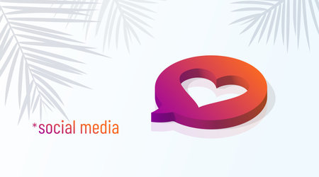 Social media. A heart shape icon in a speech bubble. Isometric vector illustration. Social media network concept background. Love sign.のイラスト素材