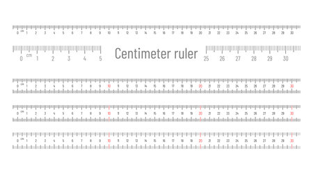 Centimeter ruler cm set. Vector measurement numbers scale with millimeter. Eps 10 design element illustration.のイラスト素材