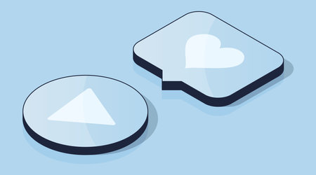 Online communication social media icons. Isometric shape 3d vector illustration. Speech bubbles with...