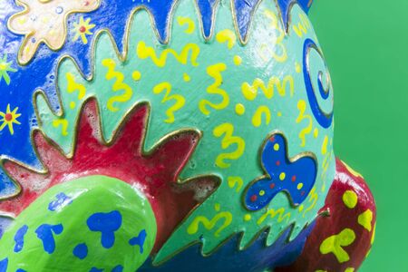 handicraft, craftwork, workmanship, giraffe, camelopard, colorful, colourful, colored, green backgroundの写真素材