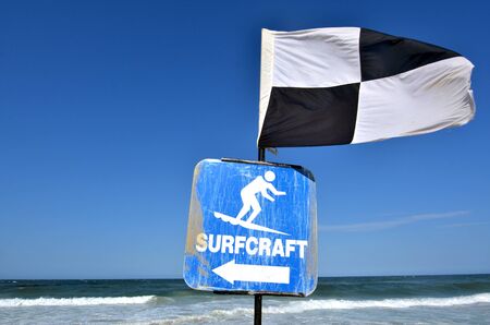 Australian Lifeguards  Beach Safety Flags	Australian Lifeguards Black and White Quartered Flag.Indicates the area where board riding and surfing is not permitted.の写真素材