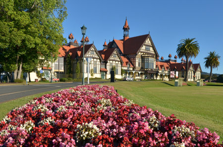 ROTORUA, NZL - JAN 11 2015:Rotorua Museum of Art and History.It's an iconic symbol and major tourist attraction of Rotorua, New Zealand.のeditorial素材