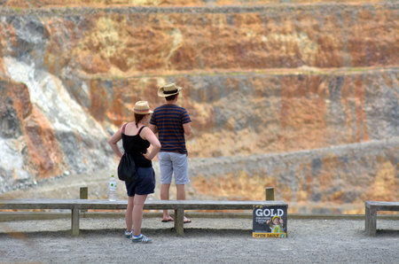 WAIHI,NZL - JAN 19 2015:Visitors in Martha Gold Mine.It's one of the most important gold - silver mines in the world.100,000 oz of gold and 700,000 oz of silver have been produced annually since 1988のeditorial素材