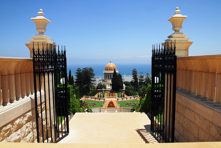 The Bahai Temple and gardens in Haifa Israelの写真素材