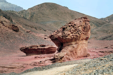 Geological rock formations in Timna Park, Israel.の写真素材