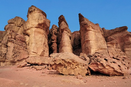 Solomons pillars in Timna Park, Israel.の写真素材