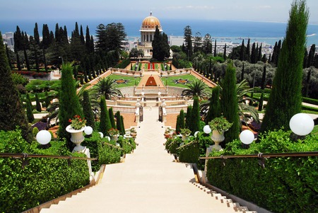The Bahai Temple and gardens in Haifa, Israel.の写真素材