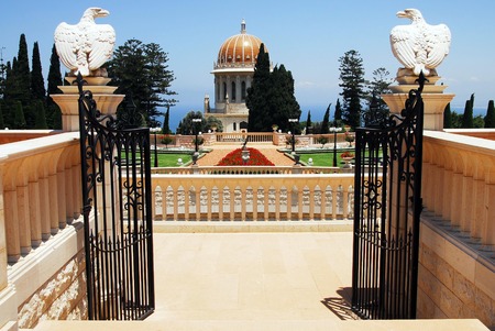 The Bahai Temple and gardens in Haifa, Israel.の写真素材