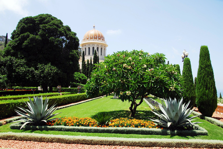 The Bahai Temple and gardens in Haifa Israelの写真素材