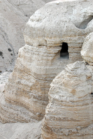 The caves of Qumran, located on the edge of the Dead Sea in Israel.のeditorial素材