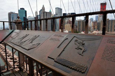 Brooklyn Bridge in Manhattan New York, USA.のeditorial素材