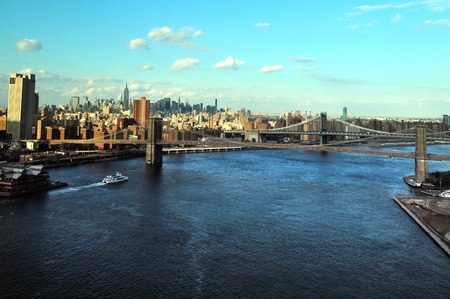 Aerial panoramic view of Manhattan Island in New York, USA.の写真素材