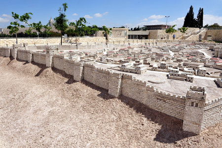 Model of the Jewish Temple Mount in The Israel Museum Jerusalem, Israel.のeditorial素材