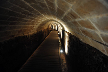 Acre knight templar tunnel in Acre Akko, Israel.のeditorial素材