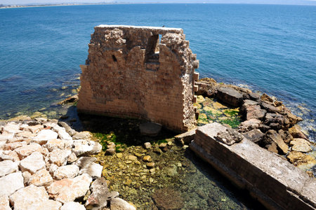 The ancient walls Acre Akko, Israel.のeditorial素材