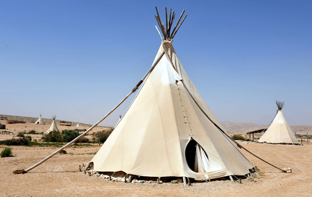 Desert lodges of Tipi Indian tent in the Negev desert , Israel.の写真素材